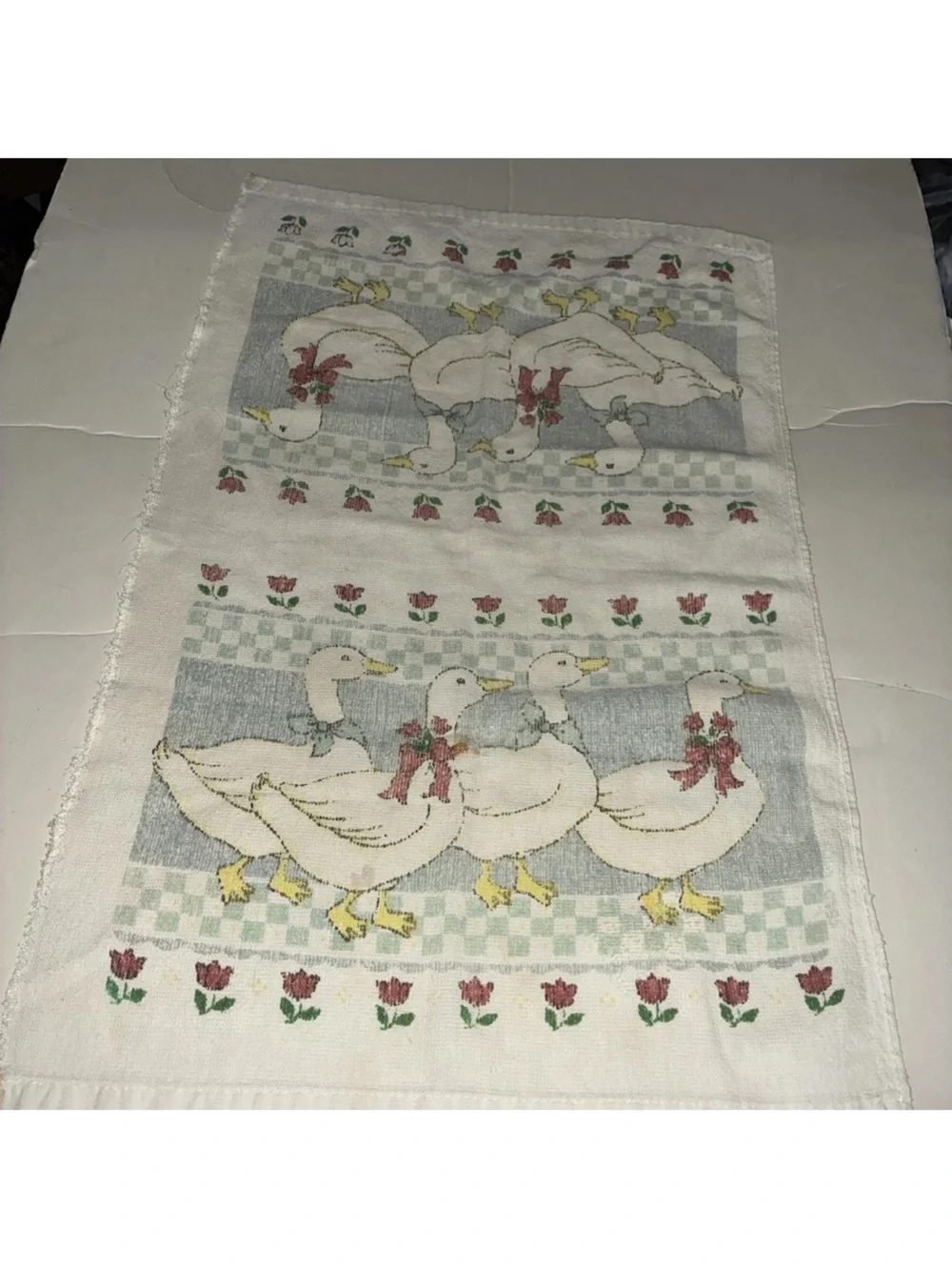 Vintage marmalade goose tea towel- faded thin and spots